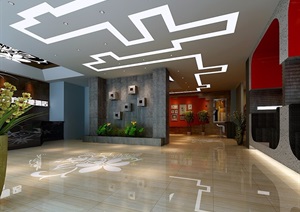 某办公室工装空间装饰设计3d模型及效果图
