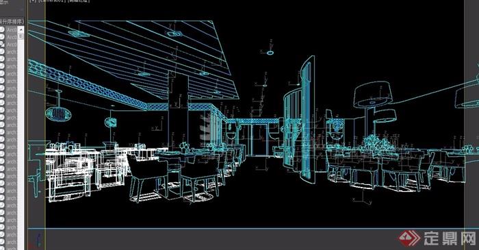 现代详细的完整餐饮空间详细设计3d模型及效果图