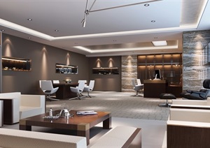 工装详细的室内办公空间装饰设计3d模型及效果图
