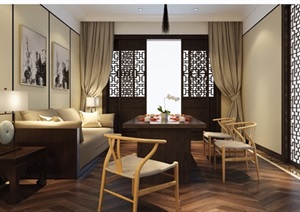 中式餐厅详细完整设计3d模型及效果图