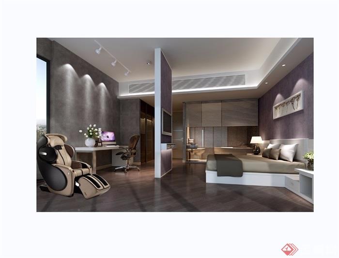 现代风格详细的住宅室内卧室设计3d模型及效果图