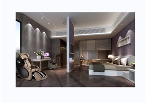 现代风格详细的住宅室内卧室设计3d模型及效果图
