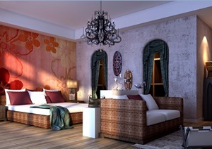 住宅详细的室内卧室装饰设计3d模型及效果图