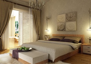 住宅整体完整的卧室设计3d模型及效果图