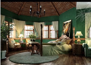 住宅详细的完整卧室空间装饰设计3d模型及效果图
