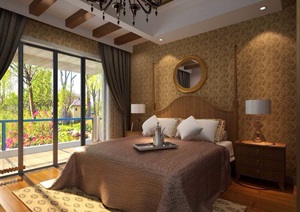 详细的欧式住宅卧室空间装饰设计3d模型及效果图