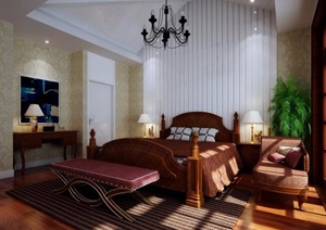 住宅详细的完整室内卧室装饰设计3d模型及效果图