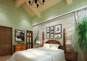 某详细的完整住宅室内卧室装饰3d模型及效果图