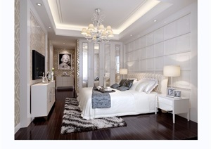 住宅详细的欧式风格卧室设计3d模型及效果图