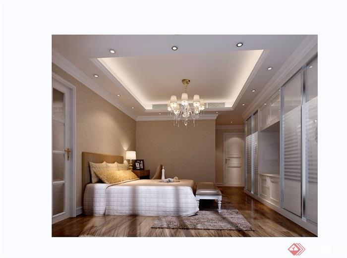 住宅详细的整体卧室装饰3d模型及效果图