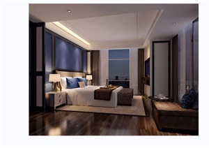 详细的现代住宅室内卧室设计SU(草图大师)模型及效果图