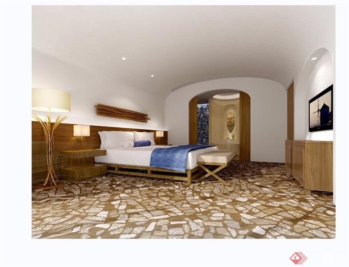 现代详细的住宅室内卧室空间设计3d模型及效果图