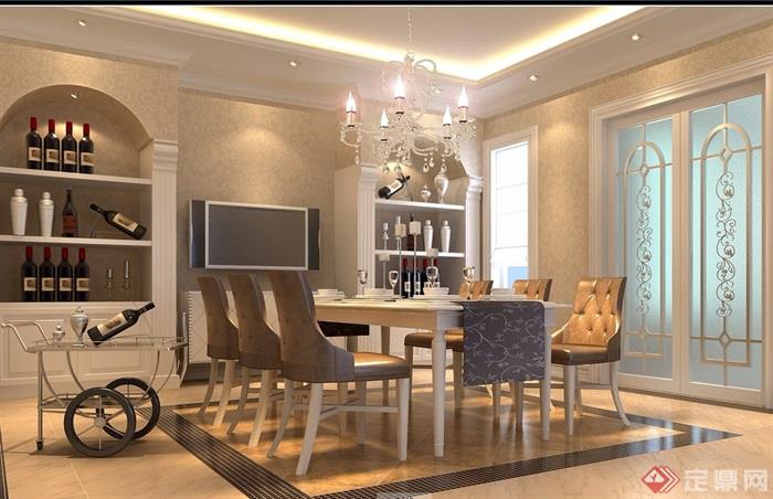 住宅详细的餐厅装饰室内3d模型及效果图