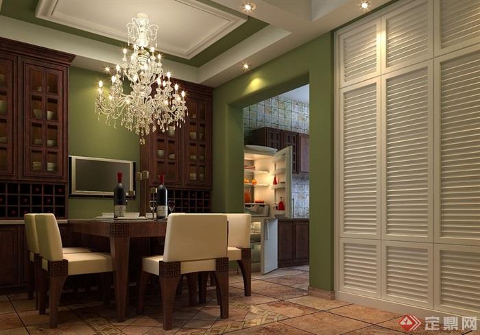 现代详细的室内餐厅装饰设计3d模型及效果图