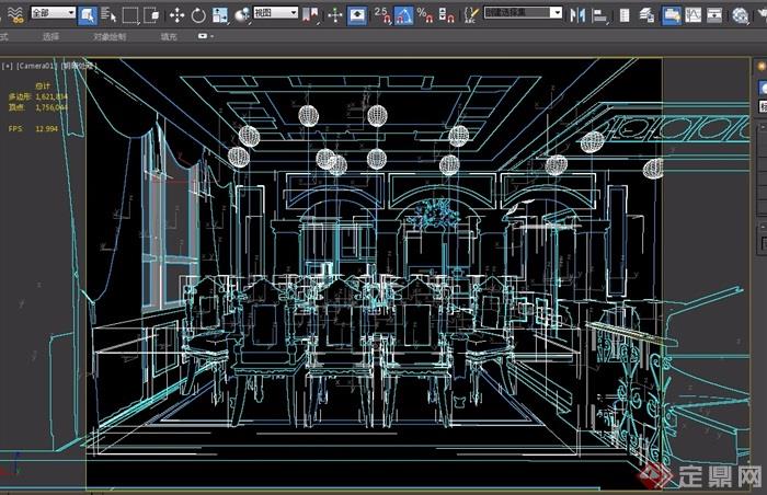 详细的欧式餐厅装饰室内3d模型及效果图