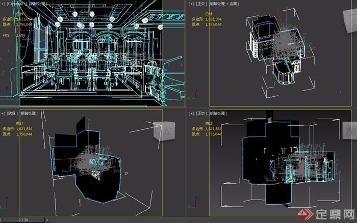 详细的欧式餐厅装饰室内3d模型及效果图