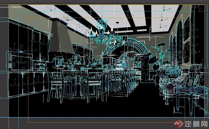 住宅详细的室内餐厅装饰设计3d模型及效果图