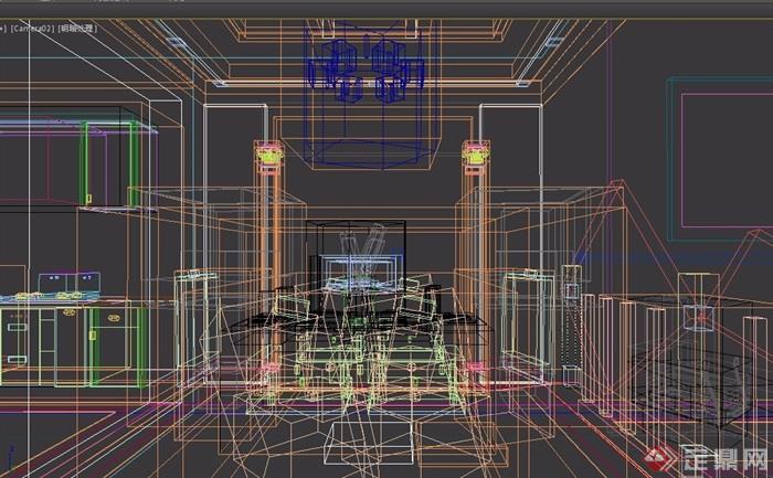 欧式风格住宅详细餐厅设计3d模型及效果图