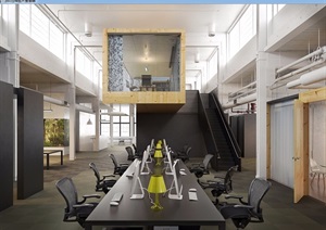 详细的整体室内办公空间装饰3d模型及效果图