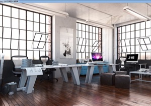 详细的现代办公空间装饰室内3d模型及效果图