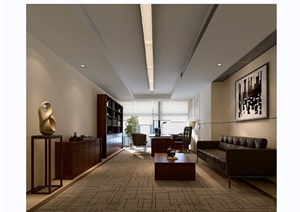 详细的完整经理办公空间装饰设计3d模型及效果图