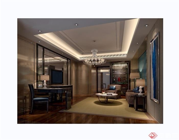 欧式风格详细的住宅室内客厅装饰设计3d模型及效果图