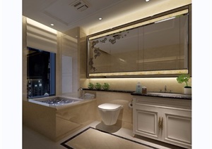 某详细的现代住宅室内洗手间装饰设计3d模型及效果图
