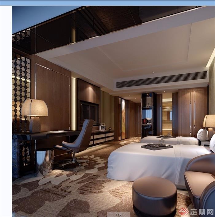 详细的完整酒店室内装饰设计3d模型