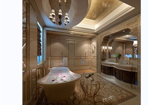 详细的完整室内浴室空间装饰设计3d模型及效果图