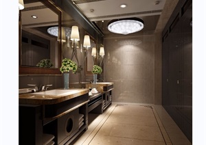 住宅详细的完整室内卫生间空间装饰设计3d模型及效果图