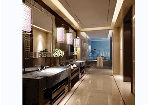 详细的整体浴室空间装饰设计3d模型及效果图