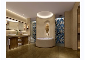整体详细的完整浴室装饰设计3d模型及效果图