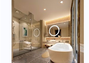 详细的整体住宅室内卫生间装饰3d模型及效果图