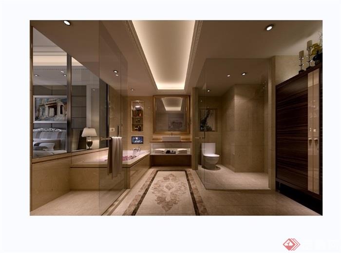 详细的洗手间完整室内设计3d模型及效果图