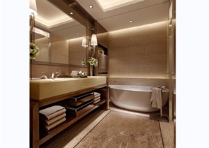 详细的卧室及洗手间素材设计3d模型及效果图