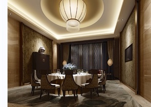 详细的完整室内家装餐厅装饰设计3d模型及效果图