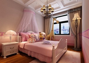 详细的女儿房卧室装饰设计3d模型及效果图