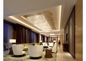 现代详细的完整客厅完整装饰设计3d模型及效果图
