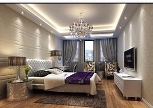 整体欧式风格卧室室内素材设计3d模型及效果图