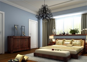 住宅详细的整体完整室内卧室素材设计3d模型及效果图