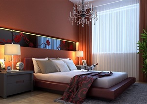 现代风格详细的室内卧室素材设计3d模型及效果图