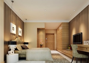某详细的现代卧室空间室内素材3d模型及效果图