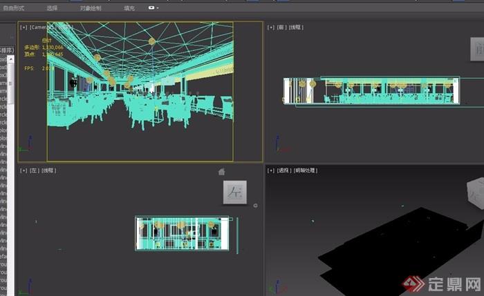 详细的工装西餐厅室内装饰设计3d模型及效果图