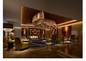 某详细的完整现代工装餐馆室内3d模型及效果图
