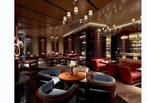 详细的完整工装餐馆室内素材3d模型及效果图