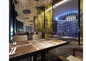 某详细的工装西餐厅餐饮空间装饰设计3d模型及效果图