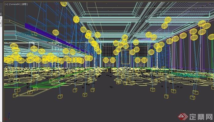 整体详细完整的工装餐厅室内设计3d模型及效果图