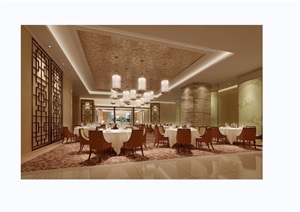 详细的工装中式餐厅完整设计3d模型及效果图