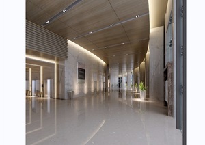 现代详细的门厅公共空间装饰设计3d模型及效果图