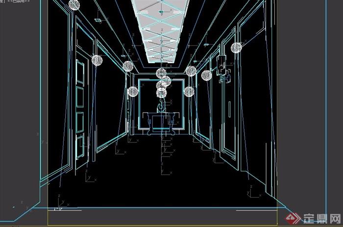 现代风格电梯间走廊设计3d模型及效果图
